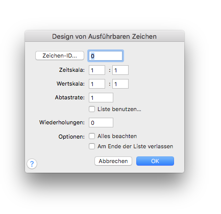 Dialogbox Design von Ausführbaren Zeichen